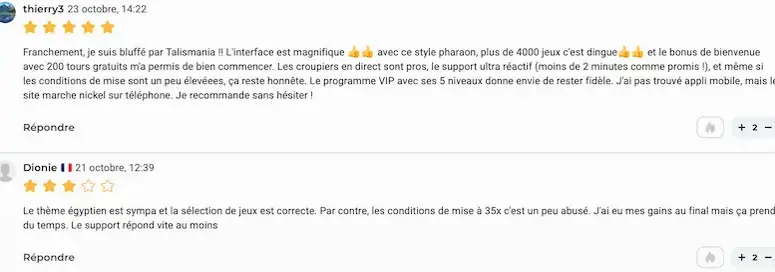 Analyse Tribuna des jeux, bonus, paiements et accès mobile Talismania